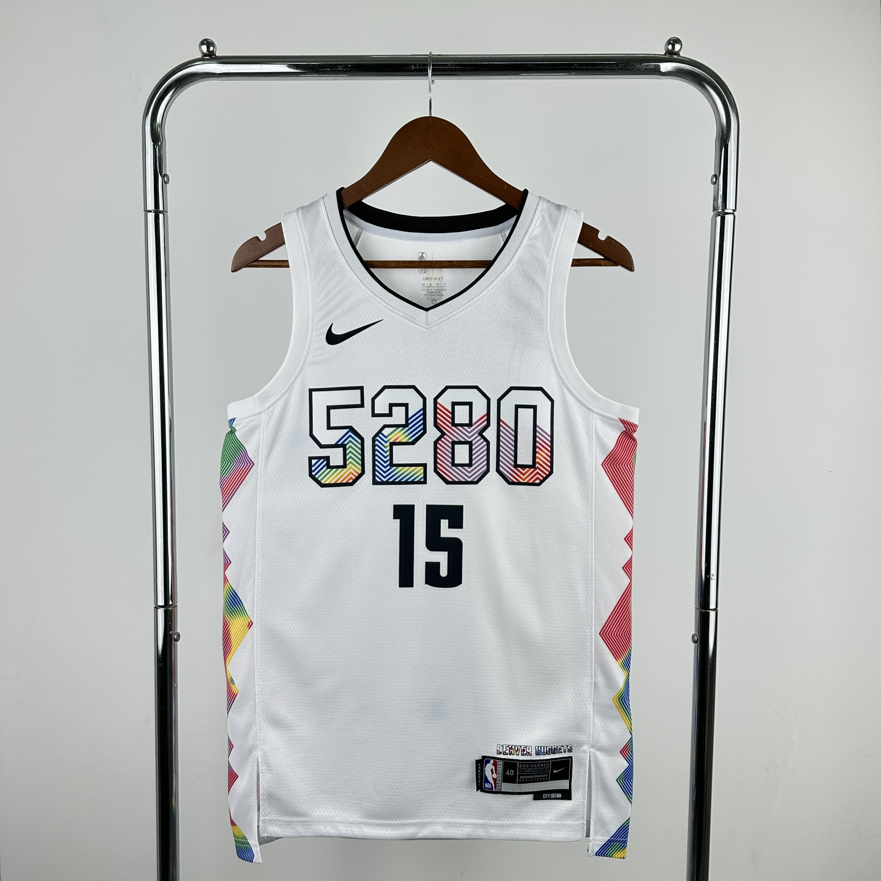 Men Denver Nuggets #15 Jokic White City Edition Season Nike 2025 NBA Jersey